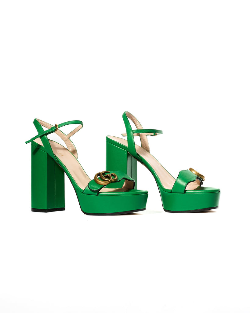 Gucci Marmont Sandali Platform Verdi Jiuglio