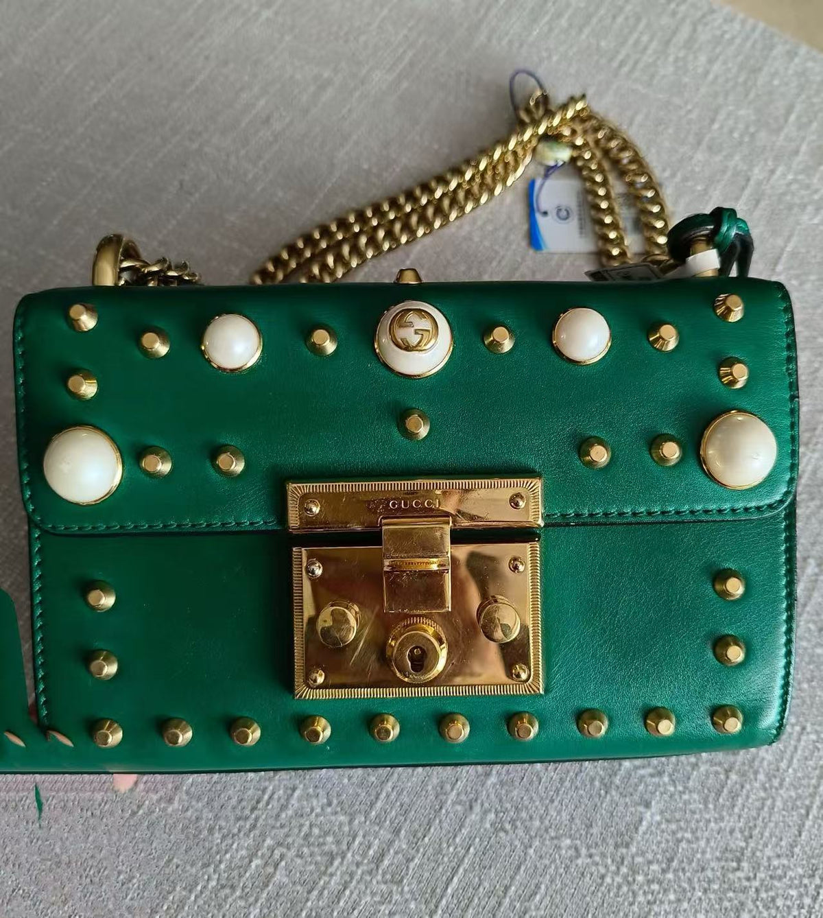 Gucci Padlock leather green shoulder bag