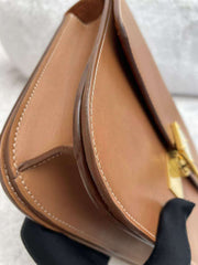 Celine brown fashionable casual glossy leather shoulder bag