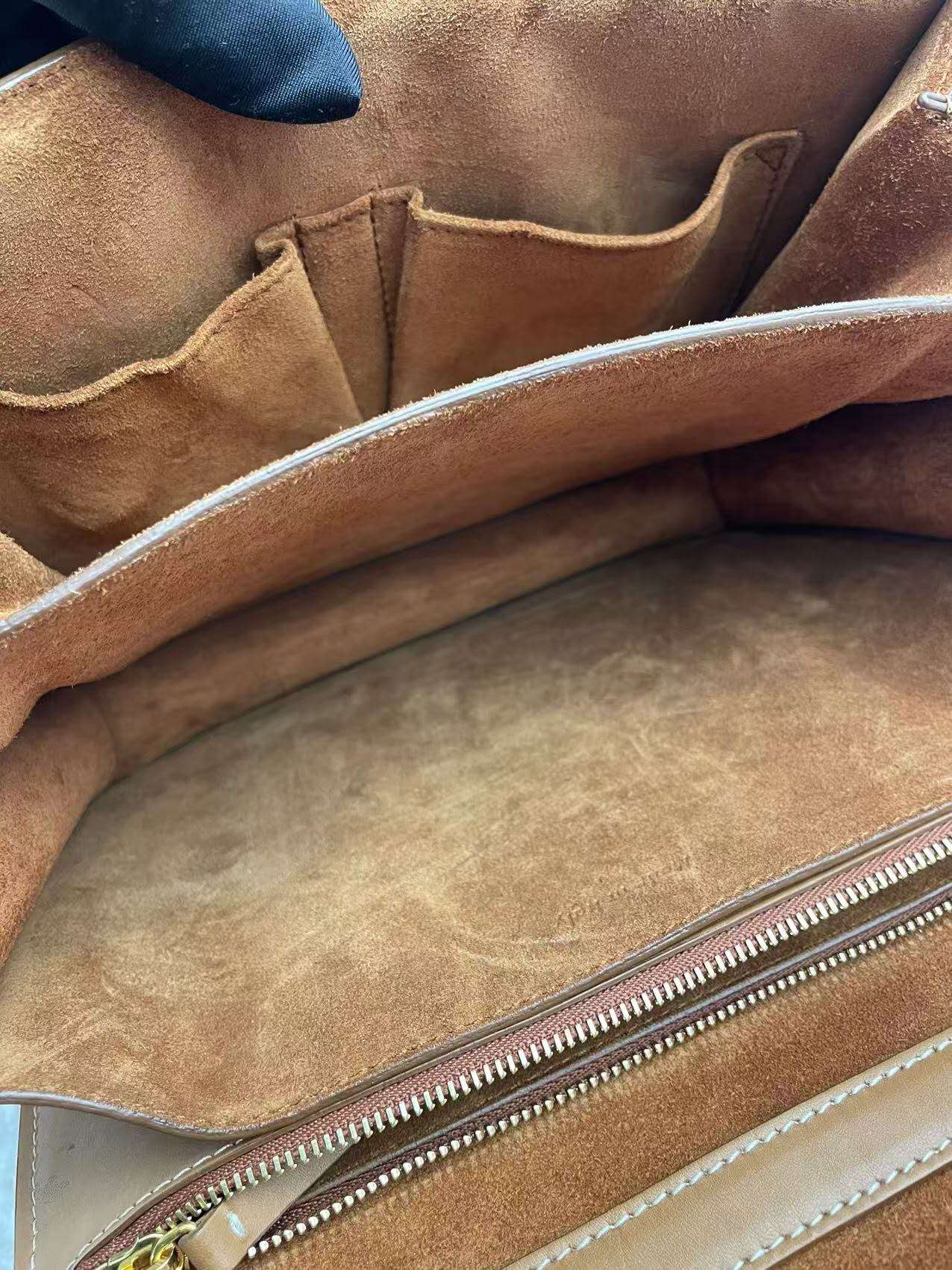 Celine brown fashionable casual glossy leather shoulder bag